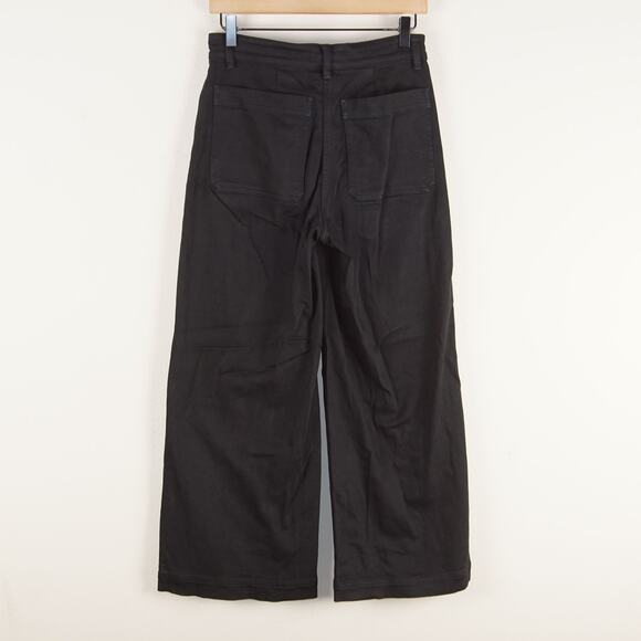 Everlane Black Cropped Wide Leg Heavy Cotton Pants Womens Sz 0 - Picture 3 of 12